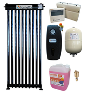 Pachet Panou solar presurizat cu tuburi vidate Heat Pipe Fornello 10 tuburi, destinat producerii de apa calda menajera, controller, vas expansiune, grup pompare, aerisitor 1/2, antigel