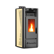 Pachet pentru incalzire format din Semineu (soba) pe peleti cu tiraj fortat Fornello SOPHIA WI-FI 11 kw, kit de evacuare 3,5 metri, telecomanda, Wi-fi, culoare Ivory