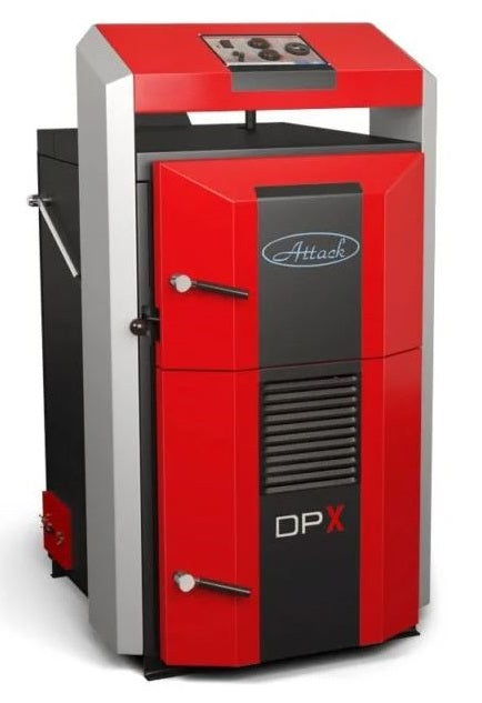 Pachet premium Cazan (centrala) pe combustibil solid, Attack DPX Standard cu gazeificare, 45 kW, Puffer 1000 litri, calorifere aluminiu Fornello Alvo, cos inox, boiler, 2 x vas expansiune, 3 x pompe circulare, controller pompa, grup siguranta si vana
