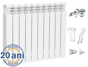 Pachet Radiator (calorifer) din aluminiu Fornello G600F 10 elementi, set accesorii 11 piese si robineti tur/retur