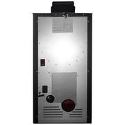 Pachet Semineu pe peleti cu aer cald Fiama Fuoco 8 kw, aprindere electrica, tiraj fortat, wifi, focar din fonta, recomandat pentru 75 mp, Black, Kit evacuare 3.5 ml si Aspirator cenusa