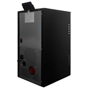 Pachet Semineu pe peleti cu aer cald Fiama Fuoco 8 kw, aprindere electrica, tiraj fortat, wifi, focar din fonta, recomandat pentru 75 mp, Black, Kit evacuare 3.5 ml si Aspirator cenusa