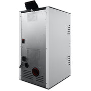 Pachet Semineu pe peleti cu aer cald Fiama Fuoco 8 kw, aprindere electrica, tiraj fortat, wifi, focar din fonta, recomandat pentru 75 mp, Alb, Kit evacuare 3.5 ml si Aspirator cenusa