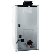 Pachet Semineu pe peleti cu aer cald Fiama Fuoco 8 kw, aprindere electrica, tiraj fortat, wifi, focar din fonta, recomandat pentru 75 mp, Alb, Kit evacuare 3.5 ml si Aspirator cenusa
