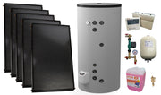 Pachet sistem solar presurizat, 5 x Panou solar plan Fornello 2.0 m² SPFP, Boiler cu 2 serpentine si rezistenta electrica FV50080S21, 9000 W, 500 l, grup pompare, controller, vas expansiune, antigel, aerisitor 1/2