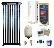 Pachet Sistem solar presurizat, panou Fornello 10 Tuburi Heat Pipe, Boiler cu 2 serpentine si rezistenta electrica Sunsystem MB NL2 100 litri, pompa 25-60, controller, vas expansiune, antigel, supapa 1/2, aerisitor 1/2