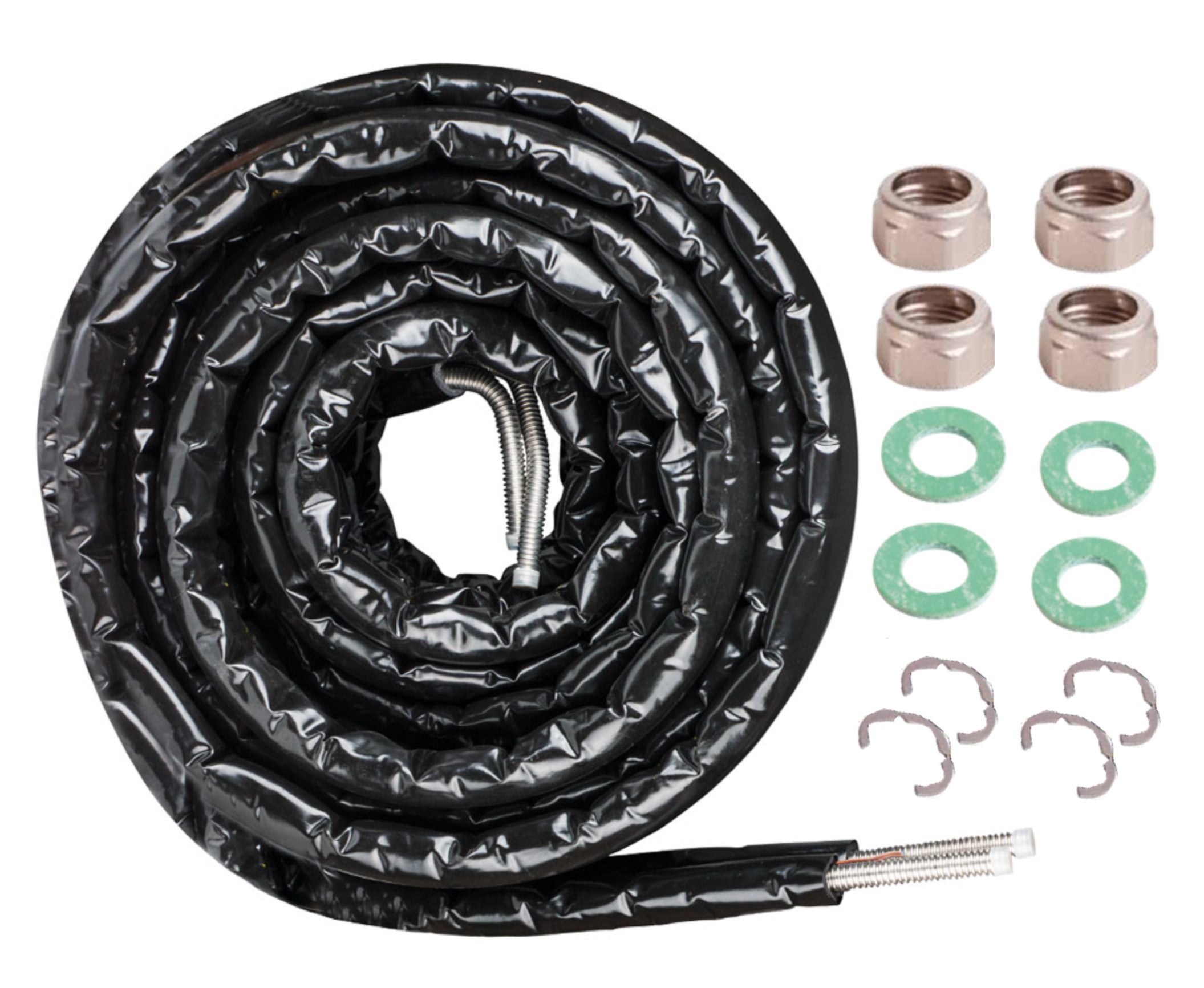Pachet Teava Fornello din Inox Dublu, Izolata, Flexibila, Gofrata 3/4" (DN16) pentru panouri solare, Colac 10 ml (316L), Cablu senzor, Piulite Alama, Garnituri Klingherit si Saibe de strangere