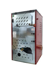 Pachet Termoșemineu Fornello Primo Truva 25 kW Bordeaux, pompa de circulatie, vas de expansiune, supape de siguranta, curatare mecanica creuzet, Calorifere, Boiler 100 l, kit evacuare 3.5 ml, Termostat Radio Comanda Salus 091FLRFV2, Aspirator Cenusa