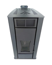 Pachet Termosemineu centrala pe peleti Fornello SERENA W25, 25 kw, culoare Bordeaux, complet echipat cu kit evacuare 2.5 ml, Termostat Radio Comanda Computherm Q3 RF, Aspirator Cenusa, suprafata incalzita pana la 150 mp