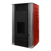 Pachet Termosemineu centrala pe peleti Fornello SERENA W25, 25 kw, culoare Bordeaux, complet echipat cu kit evacuare 2.5 ml, Termostat Radio Comanda Computherm Q3 RF, Aspirator Cenusa, suprafata incalzita pana la 150 mp