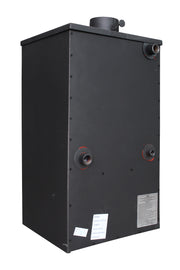 Pachet Termosemineu pe lemne, brichete si carbune Fornello B2E, 14 kW, 46x45x91 cm, boiler termoelectric 80l, vas expansiune, pompa circulatie, kit evacuare si kit montaj