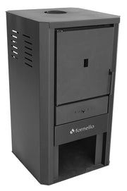 Pachet Cazan pe lemne, brichete si carbune Fornello Monza Black 27 kW, Boiler Termoelectric, Vas Expansune, Pompa, Kit evacuare si Fitinguri Montaj