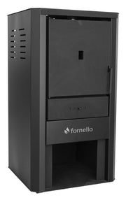 Pachet Cazan pe lemne, brichete si carbune Fornello Monza Black 27 kW, Cos inox, Kit evacuare interior, Boiler Termoelectric, Vas Expansune, Pompa si Fitinguri Montaj