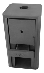 Pachet Cazan pe lemne, brichete si carbune Fornello Monza Black 27 kW, Cos inox, Kit evacuare interior, Boiler Termoelectric, Vas Expansune, Pompa si Fitinguri Montaj