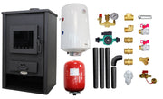 Pachet Termosemineu pe lemne, brichete si carbuni Fornello PADOVA E, 19.4 kW, 510x500x910 mm, boiler termoelectric 80l, vas expansiune, pompa circulare, kit evacuare si kit montaj