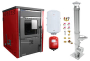 Pachet Termosemineu pe lemne FORNELLO TOROS 29 kW Bordeaux pe