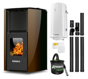 Pachet Termosemineu pe peleti Burnit Advant Novation Brown 25 kw, echipata cu pompa de circulatie, vas de expansiune, automatizare, Boiler, Termostat Radio Comanda Salus 091FLRFV2, Aspirator Cenusa si Kit evacuare 3.5 ml