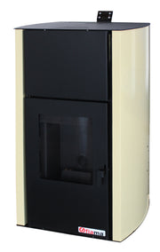 Pachet Termosemineu pe peleti Fornello Fiama Confort 12 kw, complet echipat pentru incalzire, Pompa, Vas expansiune, Automatizare, Radiatoare otel, Boiler 100 litri, Termostat, Aspirator, Kit 3.5 ml si Fitinguri montaj