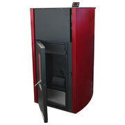 Pachet Termosemineu pe peleti Fornello Fiama Confort 25 kw, culoare Bordeaux, complet echipat pentru incalzire, Pompa, Vas expansiune, Automatizare, Boiler 100 litri, Termostat Salus 091FLRFV2, Aspirator Cenusa si Kit evacuare 3.5 ml
