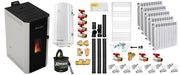 Pachet termosemineu pe peleti Fornello CALORE COMPACT 35 kW, pompa electronica, vas expansiune, arzator inox, grup de siguranta, kit evacuare 3.5 ml, termostat, aspiratior, boiler 100L, Radiatoare Aluminiu si Fitinguri montaj