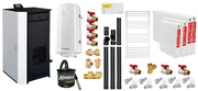 Pachet Termosemineu pe peleti Fornello EVA 25 KW, pompa circulatie, vas expansiune, WI-FI, buncar, tiraj fortat, kit evacuare 3.5 ml, termostat, aspiratior, boiler 100L, Radiatoare otel si Fitinguri montaj