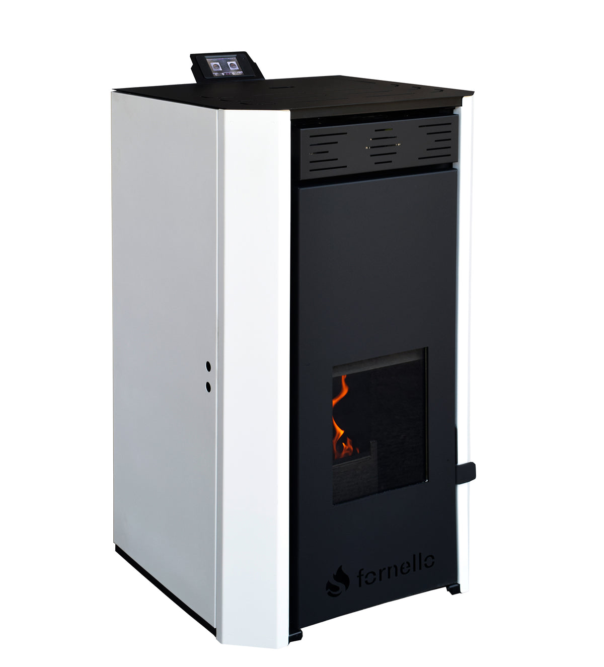 Pachet Termosemineu pe peleti Fornello EVA 18 KW, pompa circulatie, vas expansiune, WI-FI, buncar, tiraj fortat, kit evacuare 3.5 ml, termostat, aspiratior, boiler 100L si Fitinguri montaj