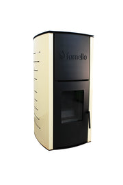 Pachet Termosemineu pe peleti Fornello Royal Ivory 18 kW, complet echipat cu pompa, vas expansiune, automatizare, culoare crem, Calorifere aluminiu Fornello Alvo, Boiler, kit evacuare 3.5 ml, Aspirator Cenusa, Termostat Salus 091FLRFV2 si Fitinguri