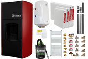 Pachet Termosemineu peleti Fiama Bordeaux 25 kW, complet echipat,
