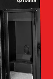 Pachet Termosemineu pe peleti Fiama Red 25 kw, complet echipat, pompa circulatie, vas expansiune, automatizare, kit evacuare 3.5 ml, Boiler Termoelectric Fornello 100 l, Termostat Salus 091FLRFV2, Aspirator, Calorifere si kit montaj