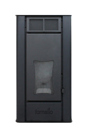 Pachet Termosemineu pe peleti Fornello SERENA W25, 25 kw, culoare Bordeaux, complet echipat, pompa circulatie, vas expansiune, automatizare, kit evacuare 3.5 ml, Boiler Termoelectric Fornello 100 l, Termostat Radio Comanda Computherm Q3 RF, Aspirator C