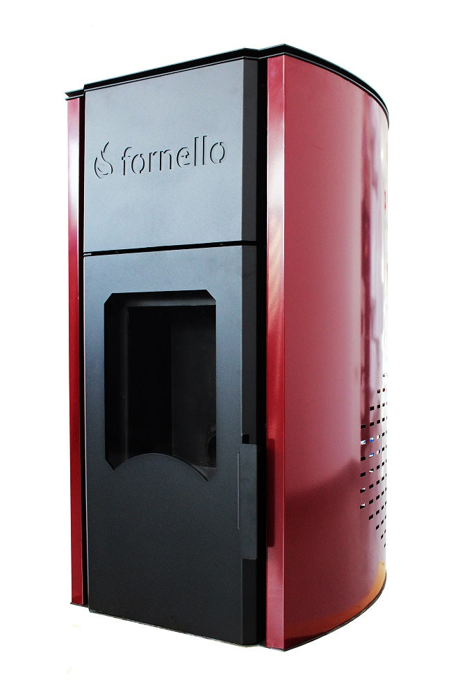 Pachet Termosemineu pe peleti Fornello Royal Bordeaux 25 kw, complet echipat, pompa circulatie, vas expansiune, automatizare, Calorifere aluminiu Fornello Alvo, Boiler, kit evacuare 3.5 ml, Aspirator Cenusa, Termostat si Fitinguri
