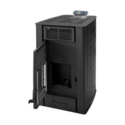 Pachet Termosemineu peleti Fornello SERENA W25, 25 kw, culoare Black, complet echipat, pompa circulatie, vas expansiune, automatizare, kit evacuare 3.5 ml, Boiler Termoelectric Fornello 100 l, Termostat Radio Comanda Computherm Q3 RF, Aspirator, Cal