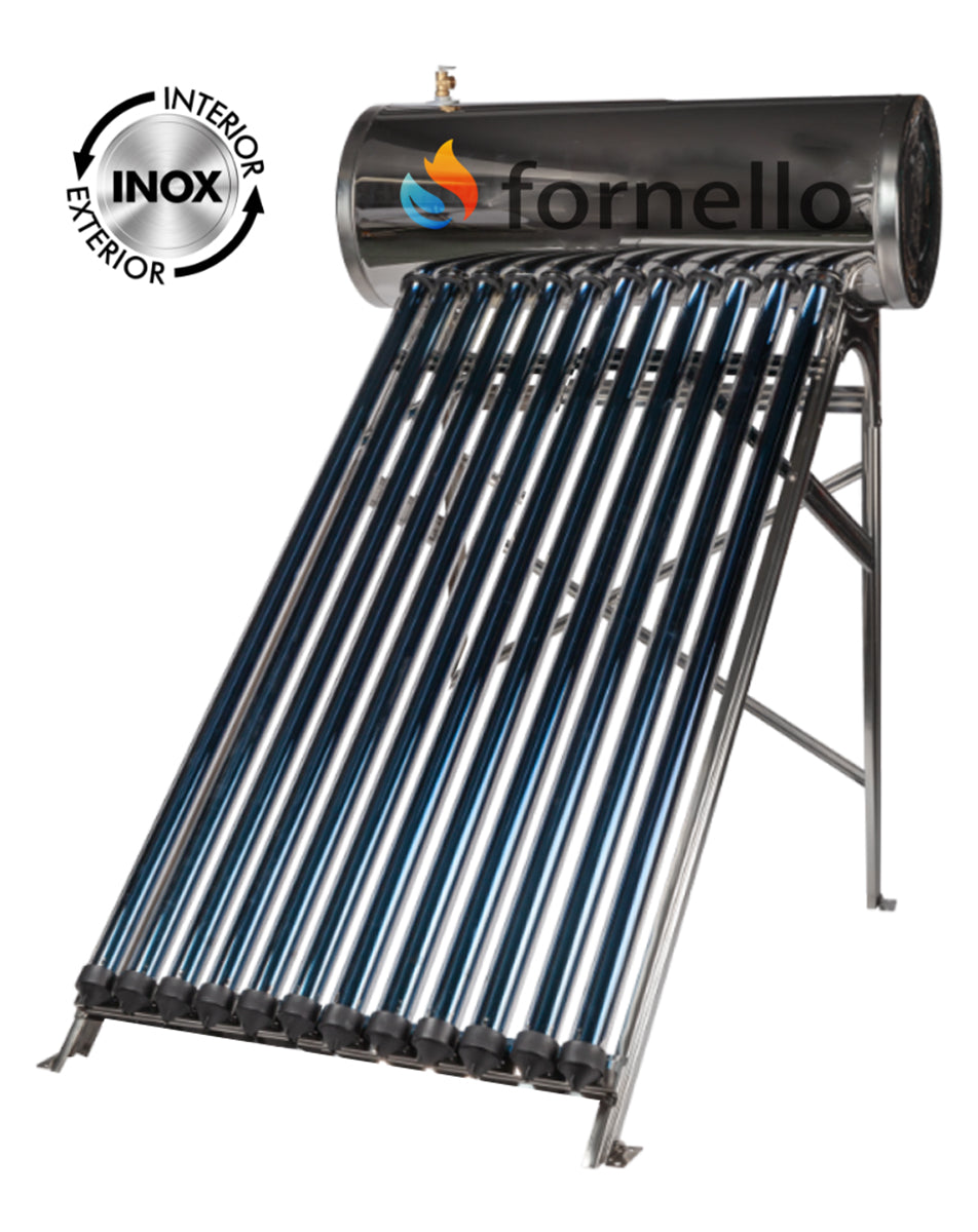 Pachet panou solar presurizat compact FORNELLO SPP-470-H58/1800-12-c cu 12 tuburi vidate de tip heat pipe si boiler din inox de 109 litri, Teava, Vas Expansiune si Fitinguri montaj