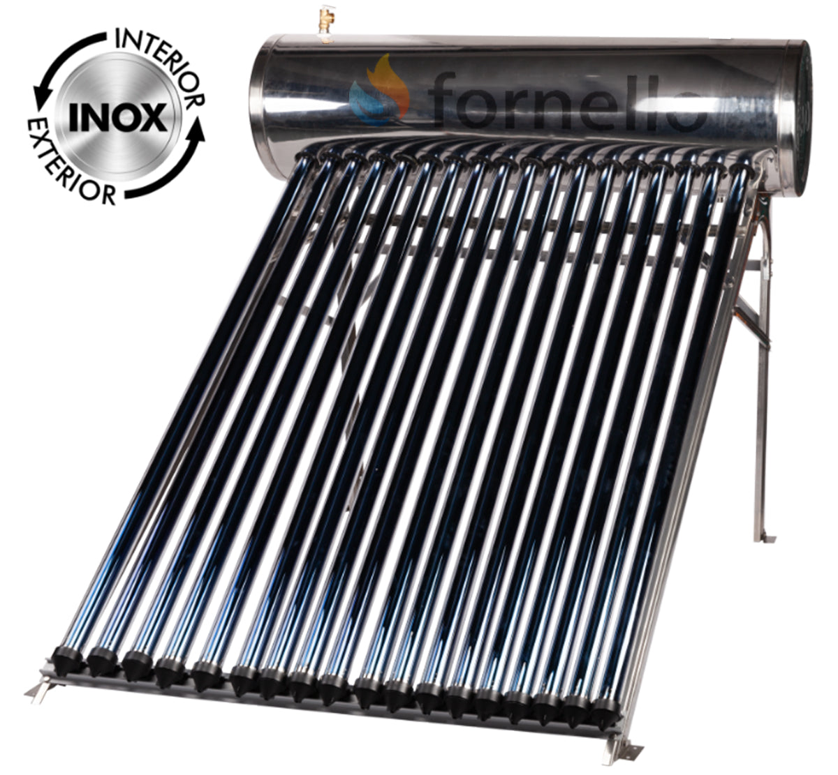 Pachet panou solar presurizat compact FORNELLO SPP-470-H58/1800-18-c cu 18 tuburi vidate de tip heat pipe si boiler din inox de 160 litri, Teava, Vas Expansiune si Fitinguri montaj