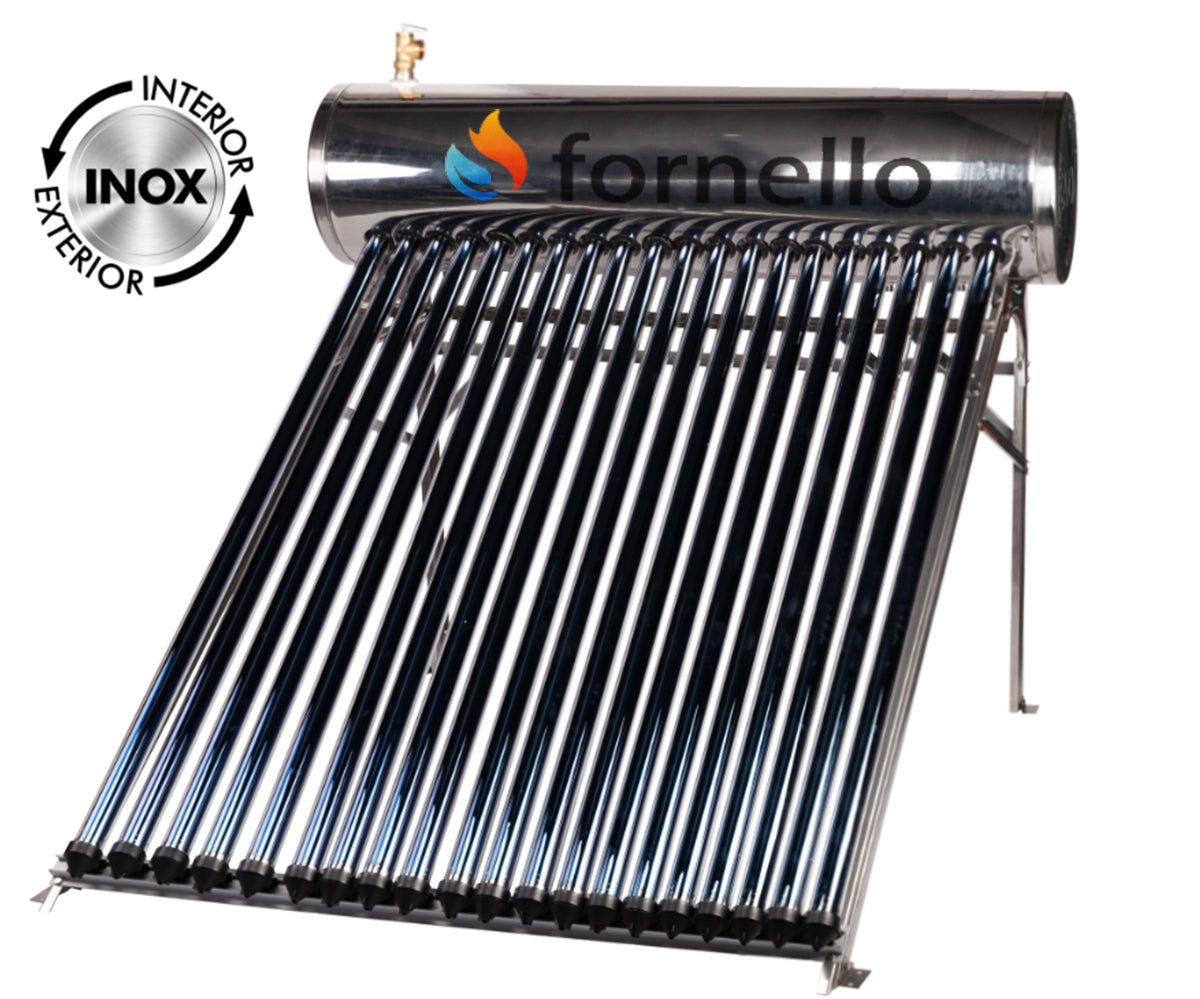 Pachet panou solar presurizat compact FORNELLO SPP-470-H58/1800-20-c cu 20 tuburi vidate de tip heat pipe si boiler din inox de 177 litri, Teava, Vas Expansiune si Fitinguri montaj