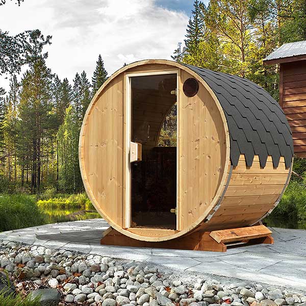 Sauna butoi din molid 3 persoane lungime 1,6m, diametru 2m