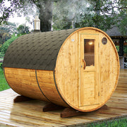 Sauna butoi din molid lungime 3m, diametru 2m cu antecamera