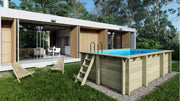 Piscina din lemn 2,85×4,65×1,24 m cadru fixata pe beton existent
