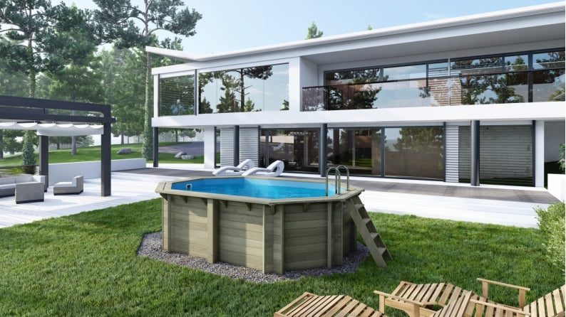 Piscina din lemn 3x4,3x1,18 m pe cadru fara cimentare