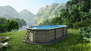 Piscina din lemn 3,97×7,3×1,45 m cadru fixata pe beton existent