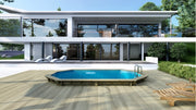 Piscina din lemn 3,49×5,79×1,45 m pe cadru fara cimentare