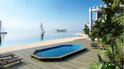 Piscina din lemn 3,97×7,3×1,45 m pe cadru fara cimentare