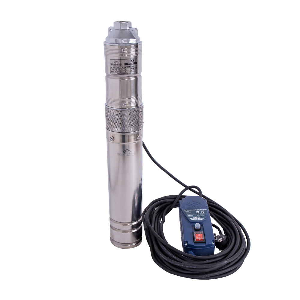 Pompa submersibila cu surub Wasserkonig SI8550, pentru ape curate, diametru 4", inox, putere 1150 W, debit 3000 l/h, inaltime refulare 85 m