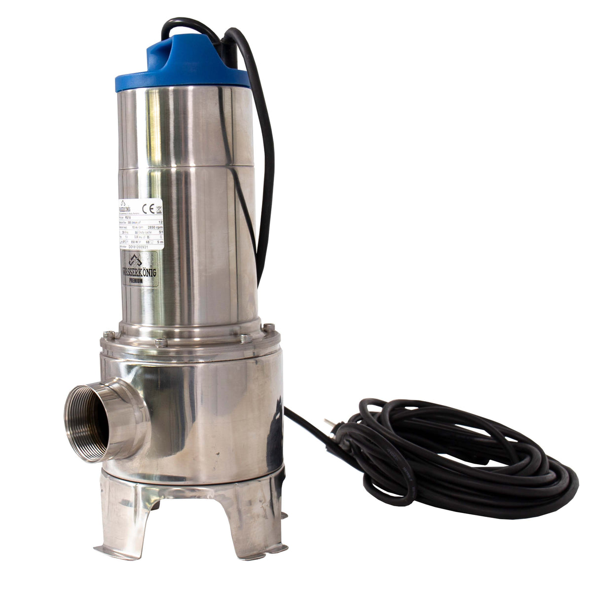 Pompa submersibila din inox Wasserkonig PSI10, particule max. 10 mm, putere 850 W, debit 18000 l/h, inaltime refulare 10 m