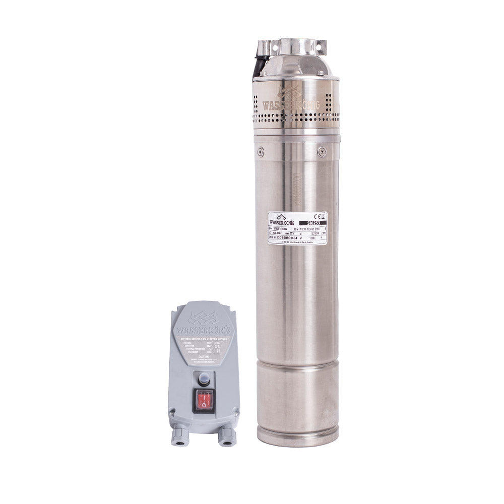 Pompa submersibila periferica Wasserkonig SI6253, diametru 4", inox, putere 1200 W, debit 3180 l/h, inaltime refulare 62 m
