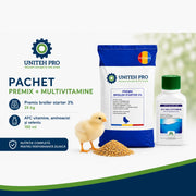 Pachet premix broiler starter 3% 25 kg si vitamine 150 ml