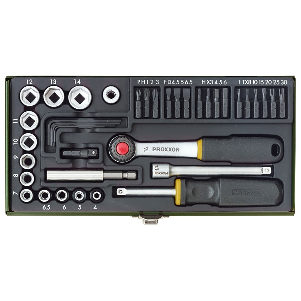 Trusa de biti si chei tubulare, Proxxon 23070, 1/4", 39 buc