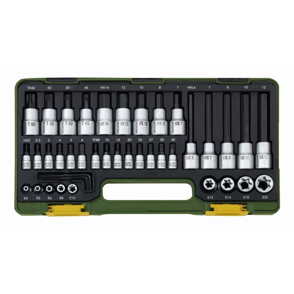 Cumpara acum Trusa speciala pentru suruburi TORX si HEX, Proxxon 41 piese, Proxxon de la Mesterul Minune