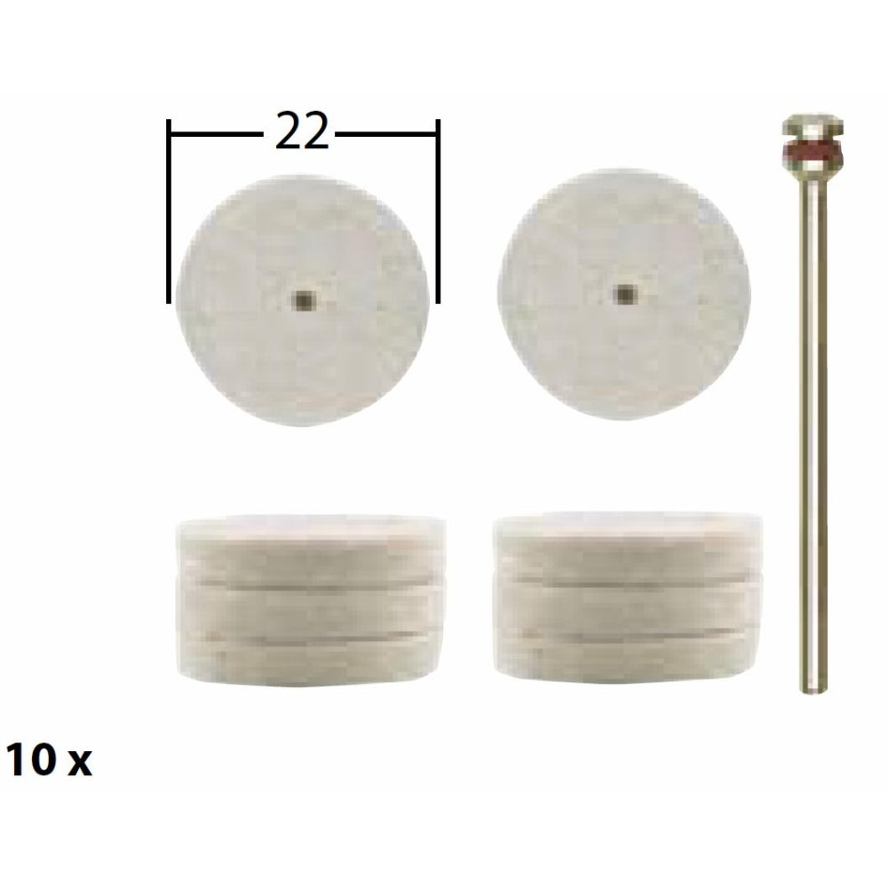 Set discuri pentru lustruire, din pasla, 22mm, Proxxon 28798