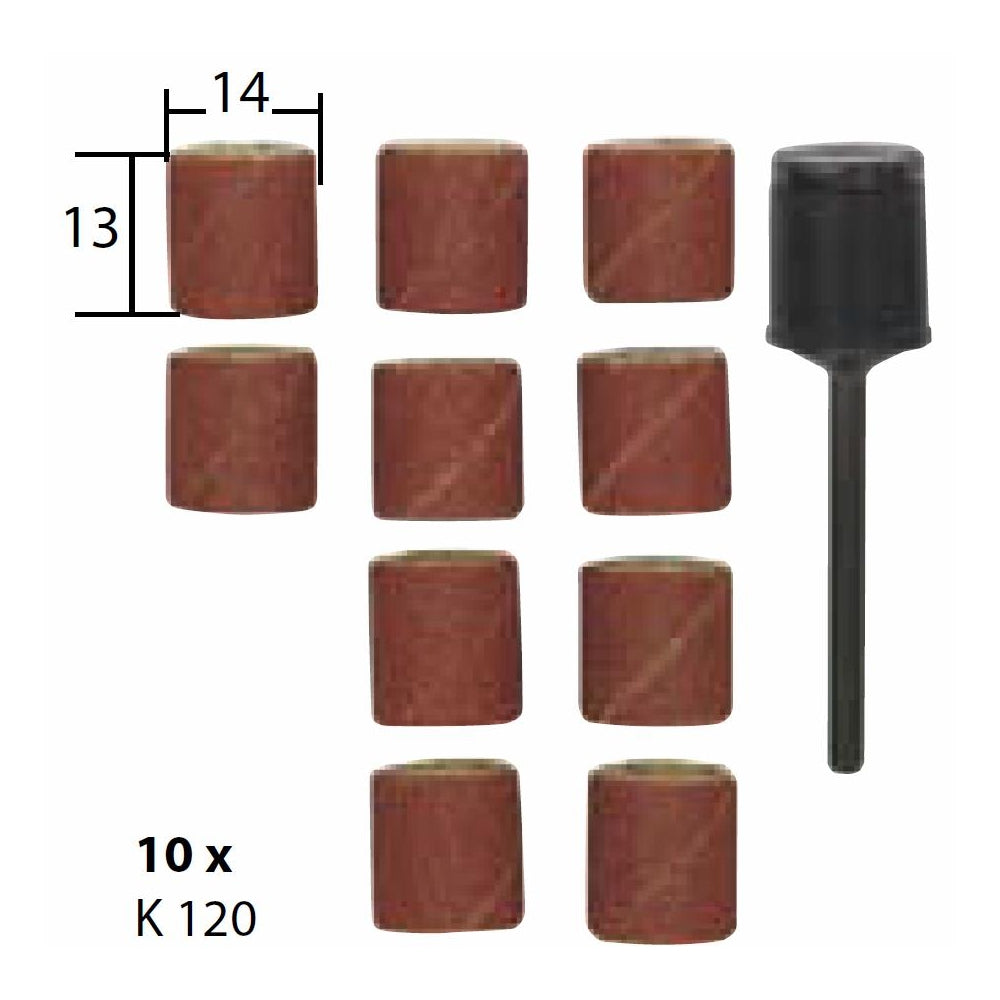 Cumpara acum Set ax si 10 tamburi din corindon pentru slefuire, 14mm, GR120 de la Mesterul Minune